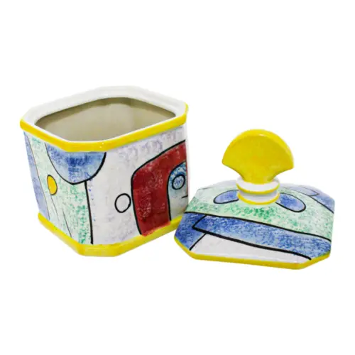 Tibor de porcelana con tapa diseño abstracto de 15.2×15.2×22.5cm