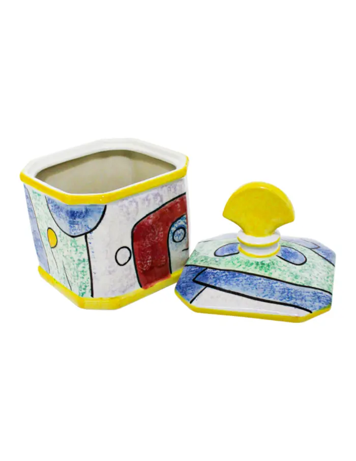 Tibor de porcelana con tapa diseño abstracto de 15.2x15.2x22.5cm - Image 2