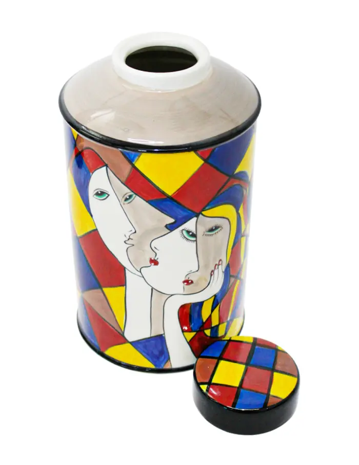 Bombonera con tapa de porcelana diseñó rostro de mujeres de 15.7x15.7x28cm - Image 2