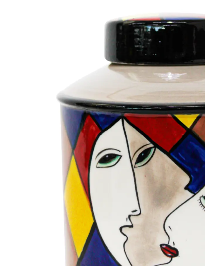 Bombonera con tapa de porcelana diseño rostro de mujeres de 15.3x15.3x23.5cm - Image 3