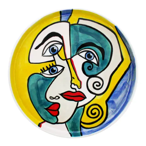 Plato de porcelana con rostros de mujeres de 28x28x2.7cm