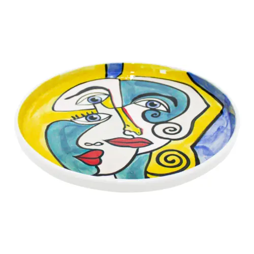 Plato de porcelana con rostros de mujeres de 28x28x2.7cm