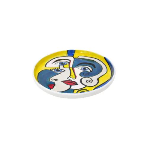Plato de porcelana con rostros de mujeres de 20.5×20.5×2.5cm