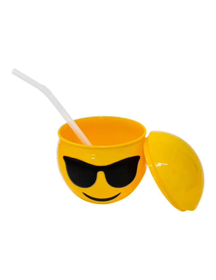 Taza de Emoji con lentes tapa y popote de 10x10x11cm - Image 2