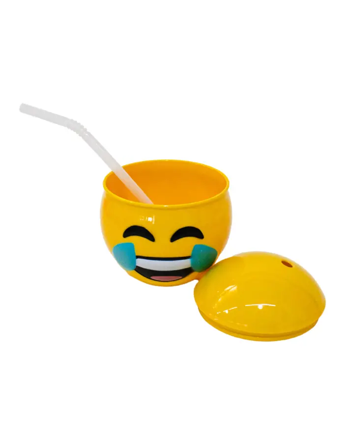 Taza de Emoji llorando con tapa y popote de 10x10x11cm - Image 2