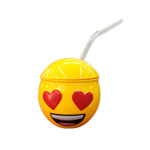 Taza de Emoji enamorado con tapa y popote de 10x10x11cm