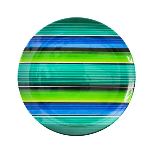 Plato de melamina en tonos azules y verde de 22.9×22.9x2cm