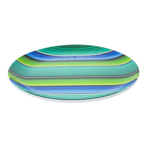 Plato de melamina en tonos azules y verde de 22.9×22.9x2cm