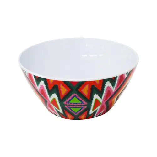 Bowl de melamina diseño etnico en tonos naranja de 15.7×15.7×7.3cm