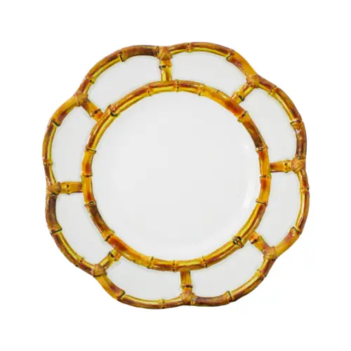 Plato de melamina blanco diseño bambú de 22.2×22.2×2.2cm