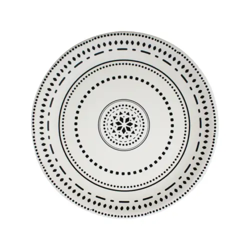 Plato de melamina blanco diseño círculos de 21x21x2.3cm