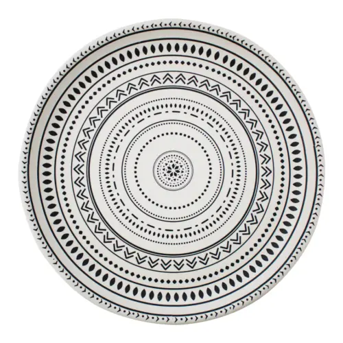 Plato de melamina blanco diseño círculos de 27.7×27.7×2.3cm