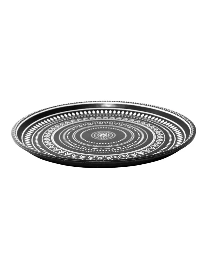 Plato de melamina negro diseño círculos de 27.7x27.7x2.3cm - Image 2