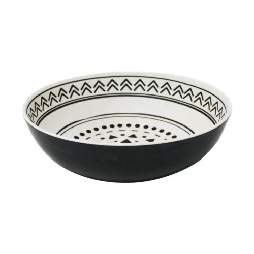 Bowl de melamina negro diseño círculos de 19x19x6.1cm