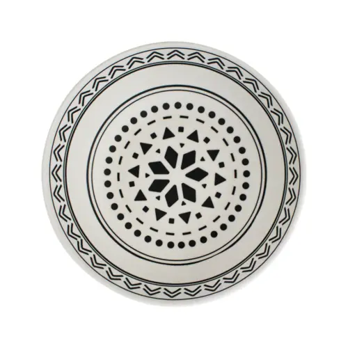 Bowl de melamina negro diseño círculos de 19x19x6.1cm