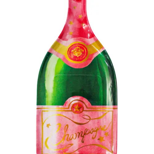 Plato de melamina verde con rosa diseño botella de vino de51x22x2.7cm