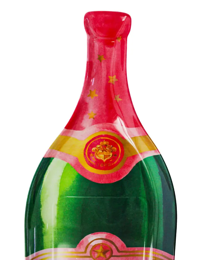 Plato de melamina verde con rosa diseño botella de vino de51x22x2.7cm - Image 3