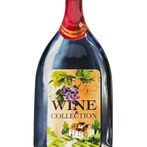 Plato de melamina negro con rojo diseño botella de vino de51x22x2.7cm