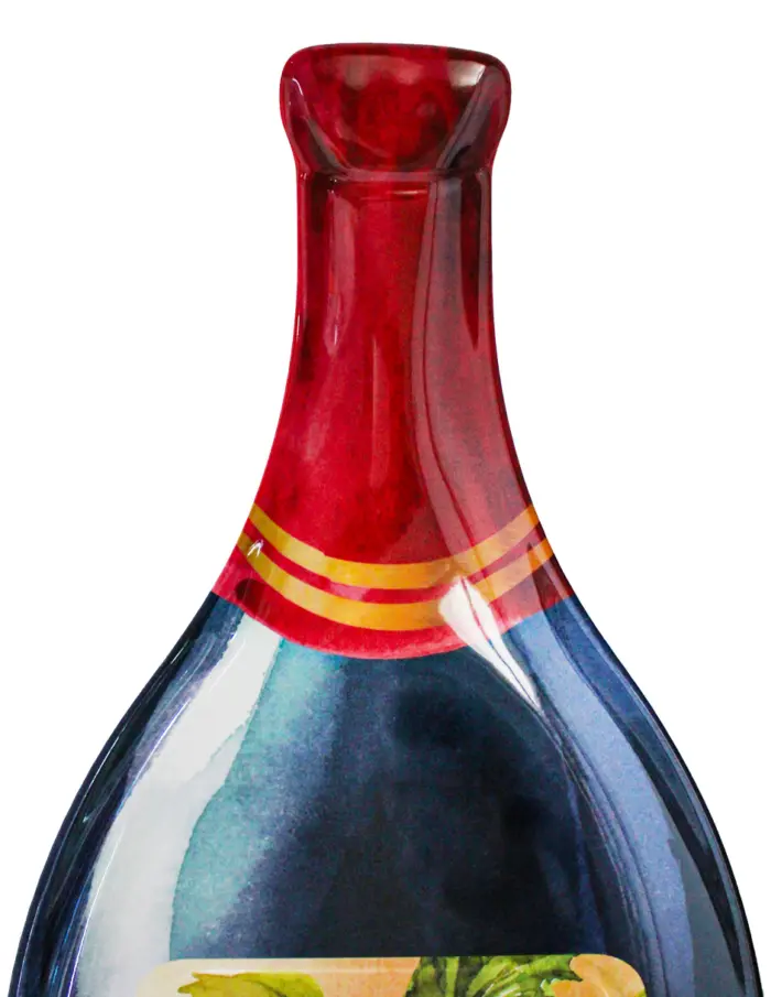 Plato de melamina negro con rojo diseño botella de vino de51x22x2.7cm - Image 3