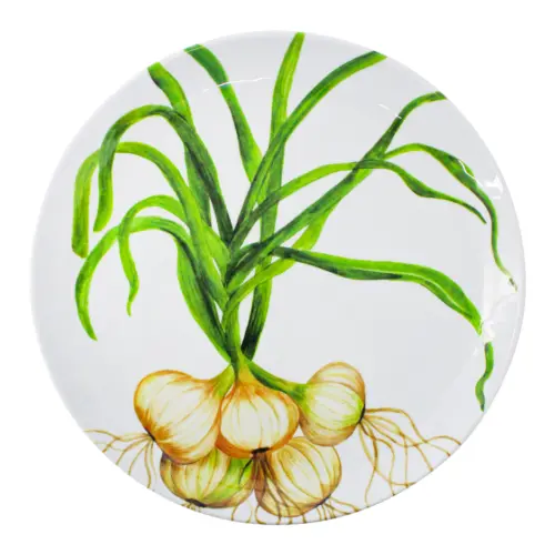Plato de melamina estampado cebollines de 27.6×27.6×2.2cm