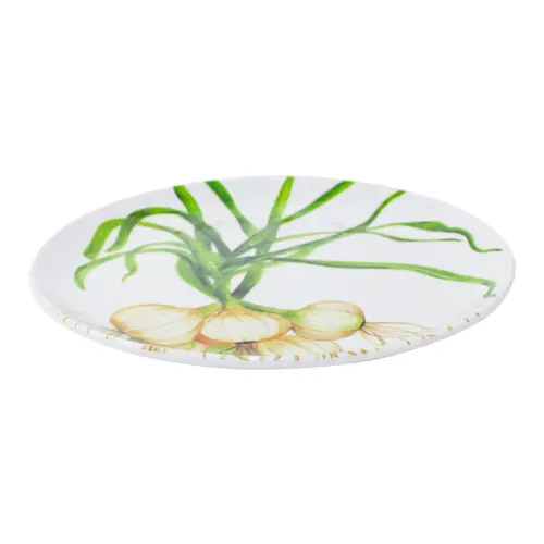 Plato de melamina estampado cebollines de 27.6×27.6×2.2cm