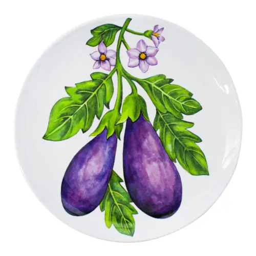 Plato de melamina estampado berenjena de 27.6×27.6×2.2cm
