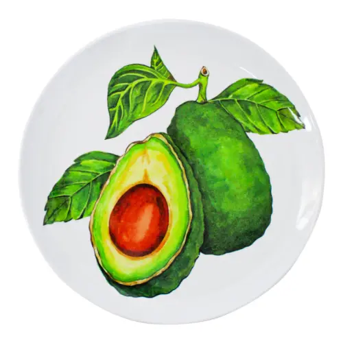 Plato de melamina estampado aguacate de 27.6×27.6×2.2cm