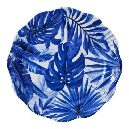 Plato de melamina estampado hoja azul de 27.9×27.9×2.9cm