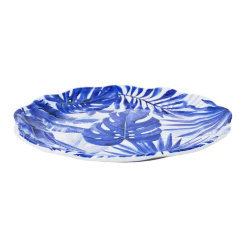 Plato de melamina estampado hoja azul de 27.9×27.9×2.9cm