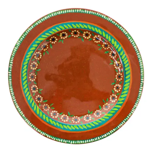 Plato de melamina marrón estampado girasol de 27.9×27.9×2.2cm