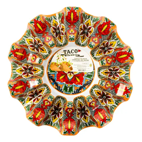Charola de melamina estampada para tacos de 31x31x5cm