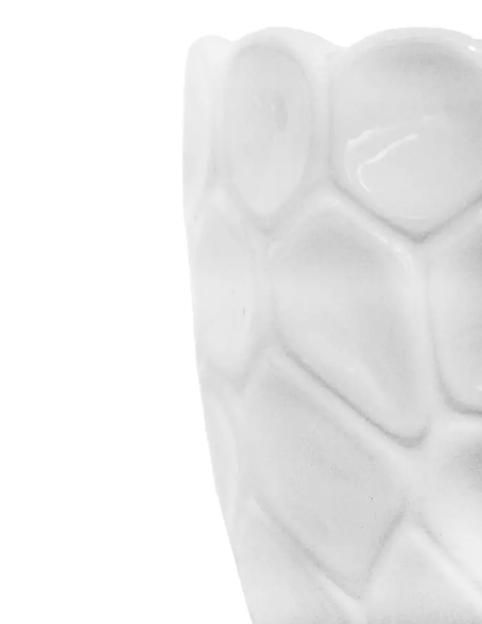 Maceta redonda de porcelana blanca diseño panal de 13.5x13.5x11.5cm - Image 3