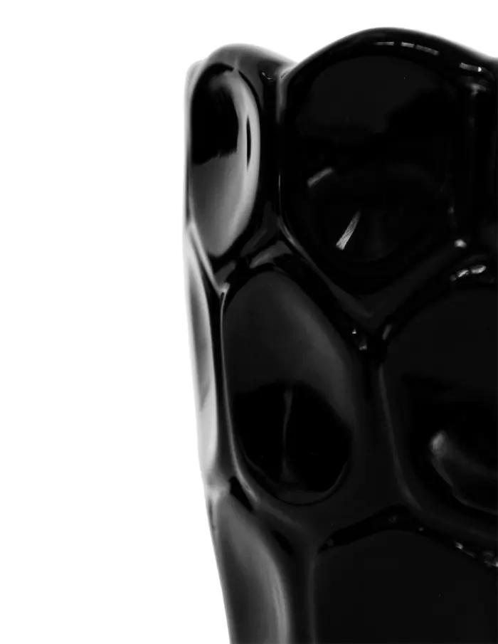 Maceta redonda de porcelana negra diseño panal de 13.5x13.5x11.5cm - Image 3