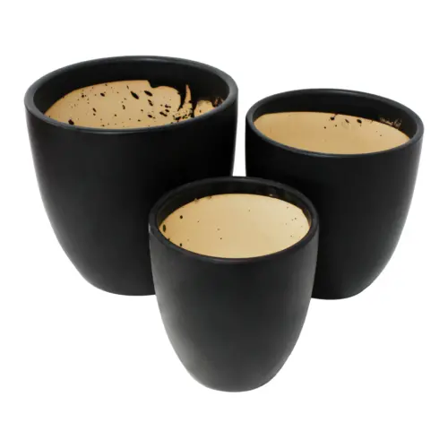 Juego de 3 macetas diseño negro mate de 30x30x29.5/25x25x25/20x20x22cm