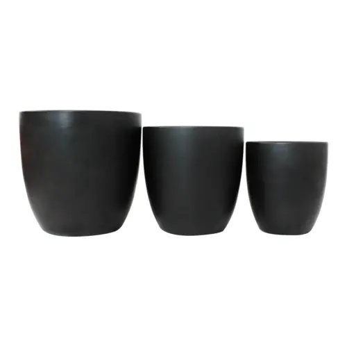 Juego de 3 macetas diseño negro mate de 30x30x29.5/25x25x25/20x20x22cm