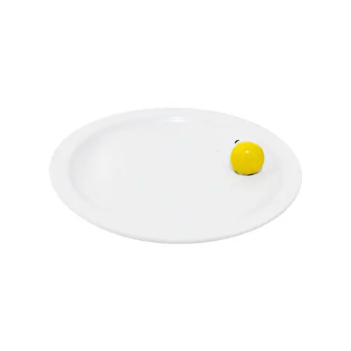 Plato de porcelana blanca con pera amarilla de 20.8×20.8×3.6cm