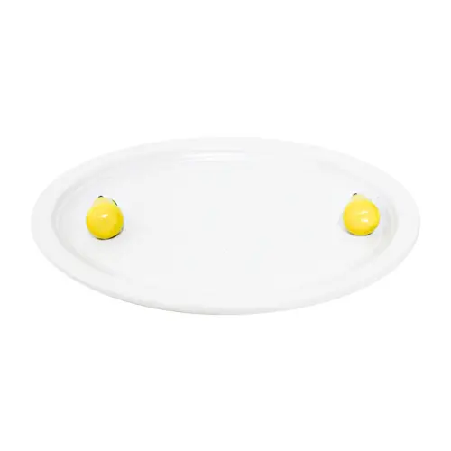 Plato de porcelana ovalado con pera amarilla de 35.9×25.7×4.2cm