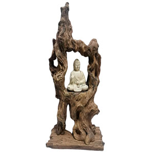 Buda sobre árbol de resina de 17×10.5x38cm