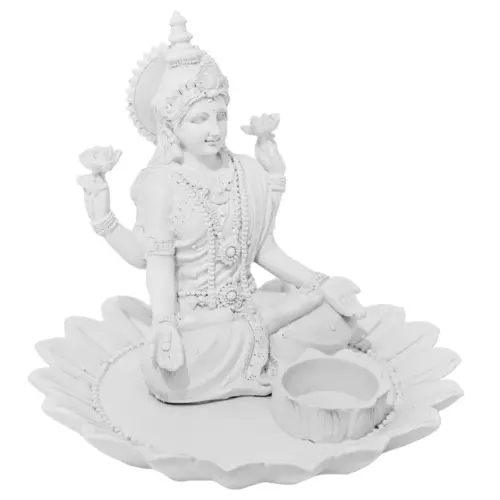 Shiva con candelabro de resina blanco de 20.5×20.5x18cm