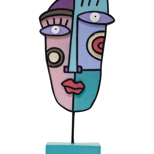 Escultura de rostro de mujer abstracto de resina de 16.5x7x39cm