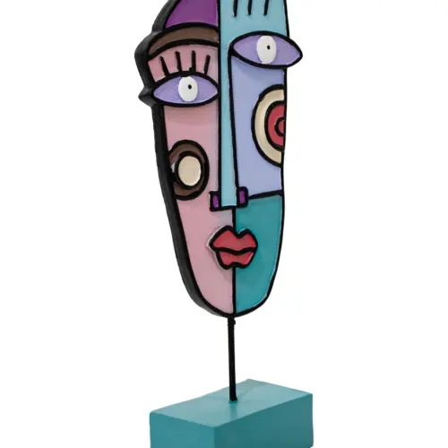 Escultura de rostro de mujer abstracto de resina de 16.5x7x39cm