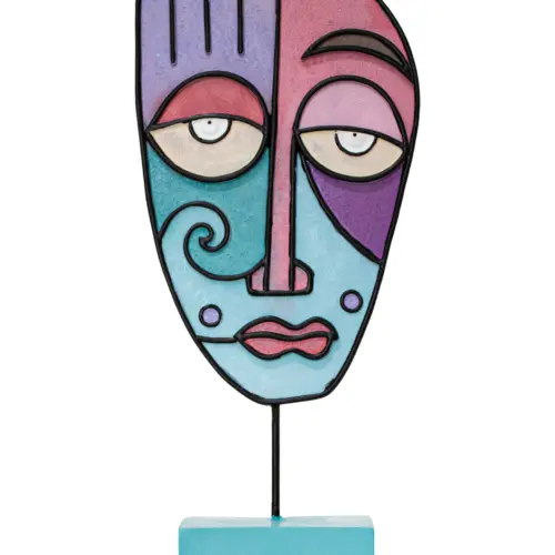 Escultura de rostro de mujer abstracto de resina de 17.5x7x38.5cm