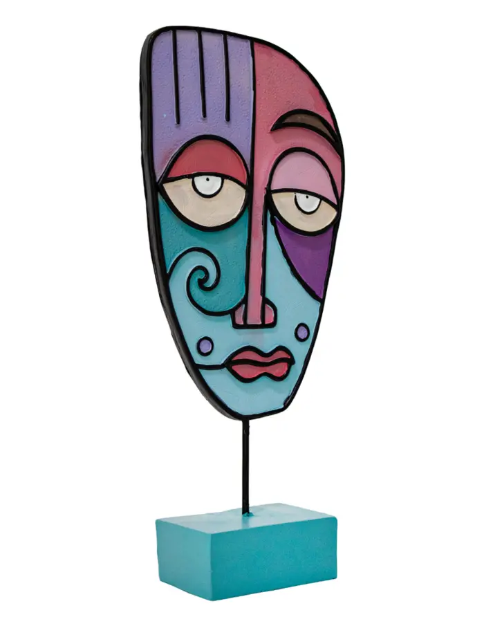 Escultura de rostro de mujer abstracto de resina de 17.5x7x38.5cm - Image 2