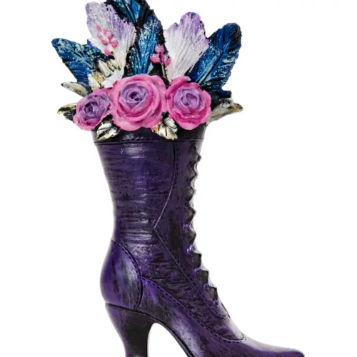 Bota con flores de resina de 13.5×6.5x22cm