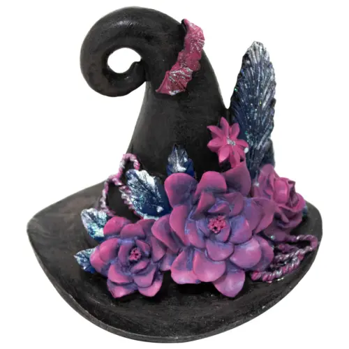Sombrero con flores y luz led de resina de 13×12.5x12cm