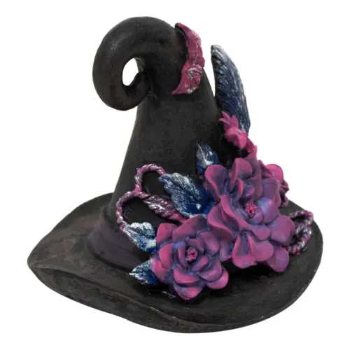 Sombrero con flores y luz led de resina de 13×12.5x12cm