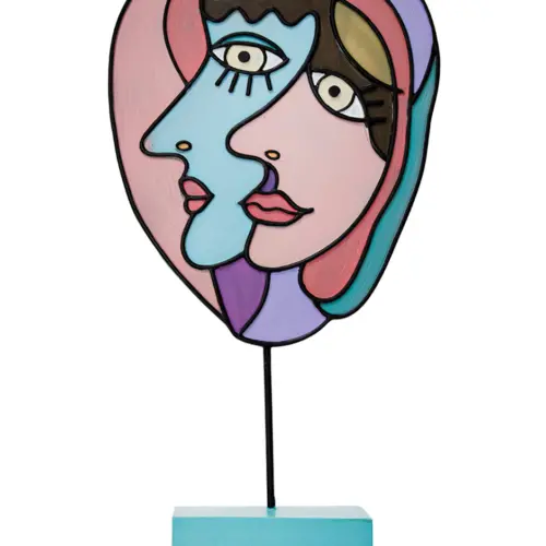 Escultura de rostros de mujer abstractos de resina de 20x7x36cm