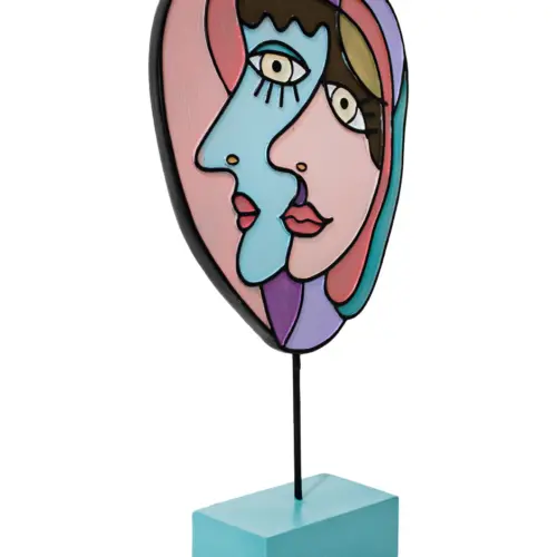 Escultura de rostros de mujer abstractos de resina de 20x7x36cm