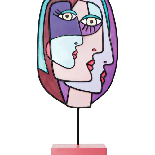 Escultura de rostros de mujer abstractos de resina de 17.5x7x38cm