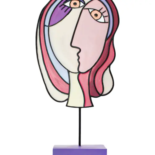 Escultura de rostro de mujer abstracto de resina de 18.5x7x39cm
